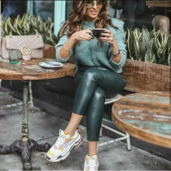 Zara Pants - Zara Green Faux Leather Pants!